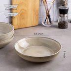 AmorArc 8.5'' Large Pasta Bowls, 36oz Ceramic Salad Serving Bowls Set of 4 for Kitchen, Wide Stoneware Bowls for Pasta,Salad,Fruit,Bread, Microwave Safe, Cappuccino