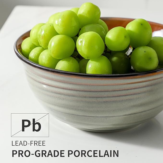 Mixing Bowls 65oz,Large Deep Ceramic Bowls for Kitchen Prep, Baking,Salad, Pasta, Ramen, Soup, Serving,Microwave & Dishwasher Safe Set of 2,Durable Matte Finish,Vintage Brown