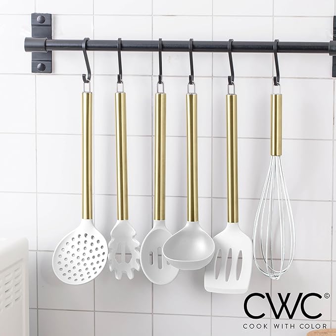 COOK WITH COLOR Silicone Cooking Utensils, Kitchen Utensil Set, Easy to Clean Silicone Kitchen Utensils, Cooking Utensils for Nonstick Cookware, Kitchen Gadgets Set with Holder, 10 Pieces