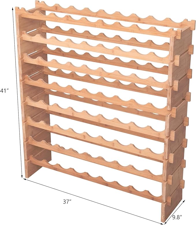 72 Bottle Stackable Storage Modular Wine Rack Cabinet Bamboo freestanding Floor Wine Holder Display Shelves
