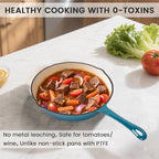 Hisencn Enameled Cast Iron Frying Pan Set, 3 Piece Set of Skillets(8''/9.5''/11''), PFAS & PTFE & PFOA -Free, Gas/Induction/Electric/Oven Compatible, Biscay Blue