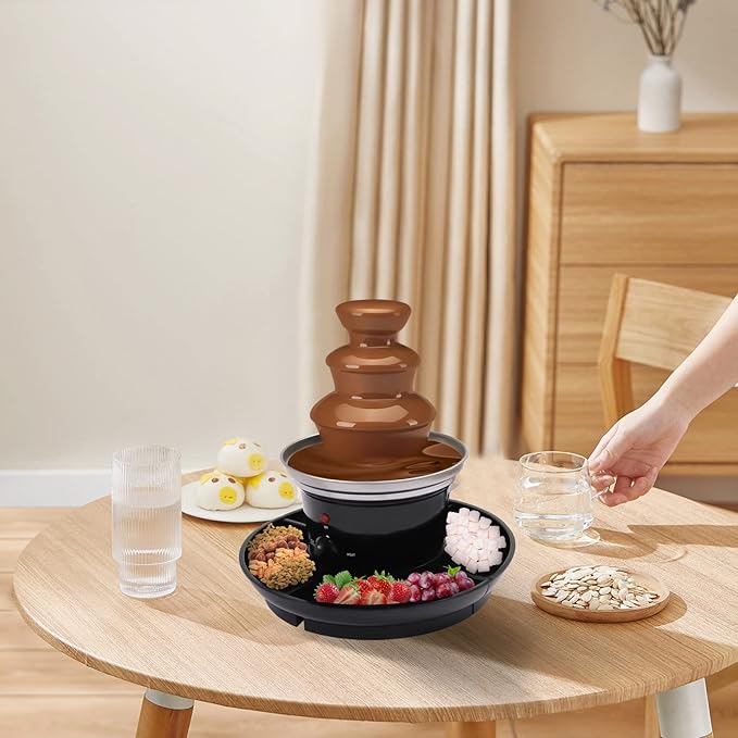 "Classic" Chocolate for Chocolate Fountain, 3 Tier Heated Chocolate Melts Dark Dipping Chocolate Electric Fondue Machine for Party, Wedding, Events (3 Tier Black Chocolate Fountain)