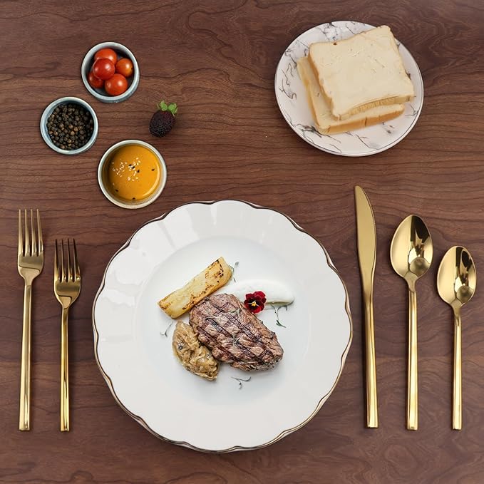 20 Piece Silverware Set for 4,Stainless Steel Flatware Set,Tableware Cutlery Set for Home and Restaurant Include Forks Knives Spoons,Mirror Finish,Dishwasher Safe (Gold)