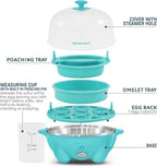 Elite Gourmet Easy Electric 7 Egg Capacity Soft, Medium, Hard-Boiled Cooker Poacher, Scrambled, Omelet Maker with Auto Shut-Off and Buzzer, BPA Free