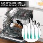 20-Pieces Color Silverware Sets for 4,Green and White Handle Stainless Steel Cutlery Set, Include Forks Spoons and Knives Set, Dishwasher Safe Utensil Sets for Home Restaurant