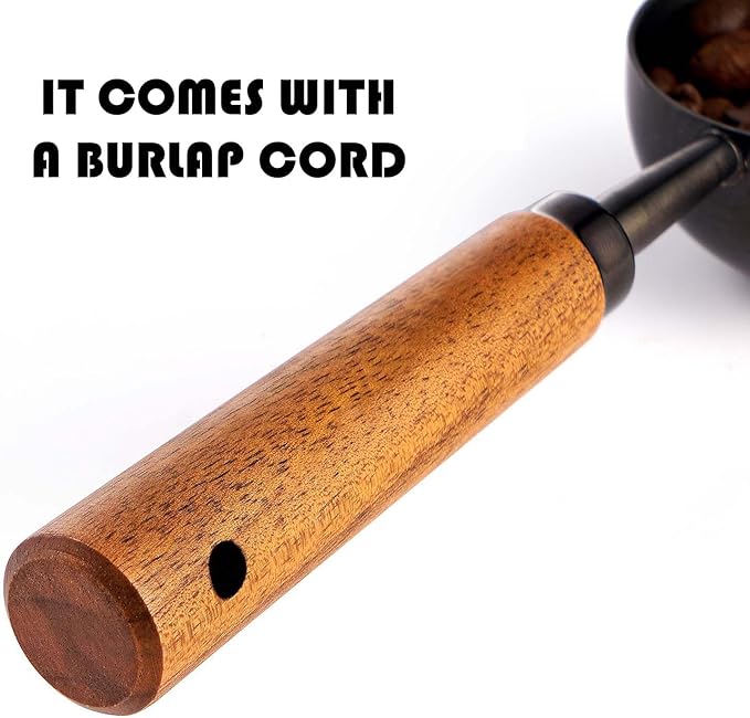 Coffee Scoop For Ground Coffee 2 Tablespoon,Coffee Beans And Tea,304 Stainless Steel Coffee Spoon With Nature Walnut wood Handle,Ink Black (With A Burlap Cord &Thickened Storage Bag)