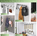 Wall Mounted Coat Rack-5 Hooks, Heavy Duty Stainless Steel Hook Rail for Towel Coat Hat Purse Bag Jacket, Towel Hooks for Entryway Bathroom Kitchen (Silvery 5 Hooks - 1 Pack)