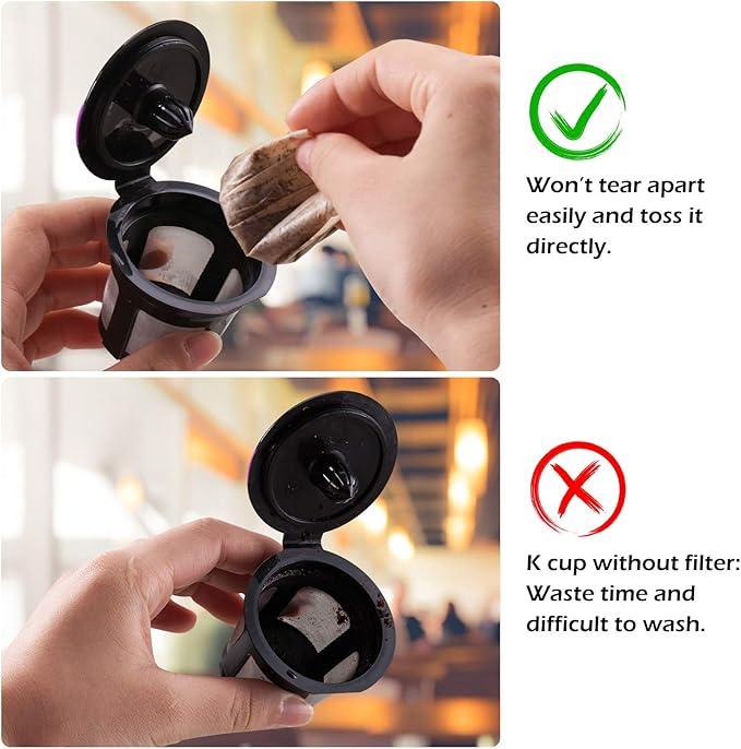 Disposable Paper Coffee Filters, K Cup Paper Filters for Reusable Cups, K-cup Coffee Pods, Fits All Brands Reusable K Cups (150)