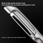 Serrated Blade Premium I Type 304 Stainless Steel Multifunctional Kitchen Peeler Real Wood Handle Ultra Sharp Blade Vegetable Potato Apple(Aosuan)
