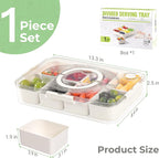 LUXEAR Divided Serving Tray with Lid and Handle Snack Box Charcuterie Container Dishwasher Safe 8 Compartment Snack Platters Portable Clear Organizer for Fruits, Candy, Snacks, Picnic, Travel
