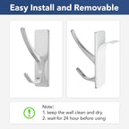 Stick on Hooks for Hanging, Extra Sticky 6KG (Max), Coat Hook on Door for Towel Coat Hat Key, Self Adhesive Hangers Wall Mounted, Silver, 6 Pack