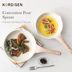 Kordisen Nonstick Ceramic Frying Pan Set, 3 Piece Ceramic Skillet Set, Healthy Non Toxic Cooking Pan, Stay-Cool Handle, Induction Compatible, PFOA & PFAS Free, White