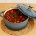 Hamilton Beach Enameled Cast Iron Dutch Oven 5.5-Quart Slate, Cream Enamel Dutch Oven Pot with Lid