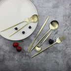 JASHII Flatware Silverware Set Stainless Steel Satin Finish Cutlery Set Service for 6, 30-Piece Spoons And Forks Kitchen Utensil Set, Dishwasher Safe (Matte Champagne gold)