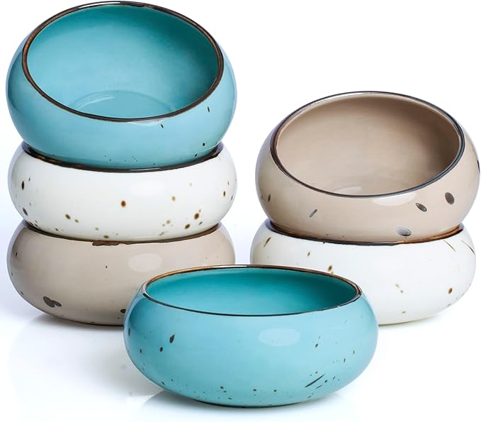 Small Hand Craft Dessert Bowls - 12oz, Set of 6 - Microwave, Oven, Dishwasher Safe, Ice Cream,Soup,Snacks, Rice, Cereal, Chili, Side Dishes, Dips, Ideal Gift - Natural Assorted Colors