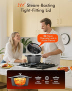 Nuwave 6QT Healthy Enameled Cast Iron Dutch Oven Pot with Lid, Heavy Duty 7-Layer Enamel, Enhanced Rust Protection, Dual Handles, Oven Safe to 500°F for Sourdough Bread Baking, Braise, Stew, Roast