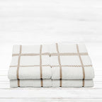 100% Cotton Terry Dish Towels, 4 Pack Checks, 16 x26 Inches, Super Soft and Absorbent Kitchen Towels, Perfect for Kitchen Cleaning and Dish Washing | Tan