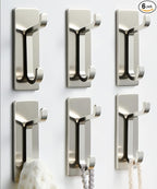 pickpiff Wall Hooks for Coat and Towel: 13LB Adhesive Door Hanger Stick on, Brushed Nickel 6 Pack