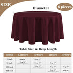 Fitable 6 Pack Burgundy Tablecloths for Round Tables - 108 Inches in Diameter - Stain Resistant and Washable Table Clothes, Polyester Fabric Table Covers for Wedding, Party, Banquet, Formal Events