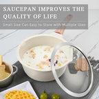 VINCHEF Nonstick Saucepan with Lid, 3QT Sauce Pan with Stay Cool Handle, Non Stick Small Cooking Pots Induction pot, Dishwasher Safe, Compatible for All Stove Top, PFAS and PFOA Free White