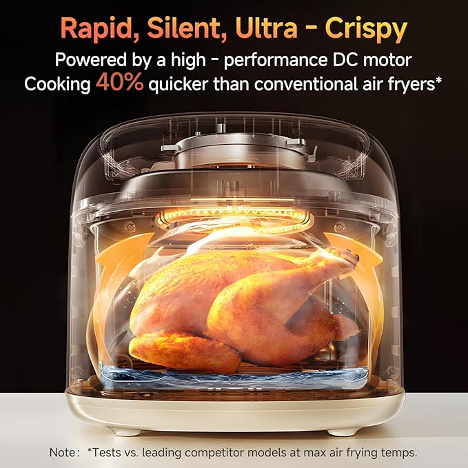 SIMPLUS Air Fryer 7 QT with Easy-View Window, Large Capacity Airfryer for Family, 400°F Rapid Air Crispy Technology, Touch Controls with 10 Presets, Nonstick & Dishwasher Safe Basket - Cream White