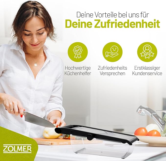 Professional Mandoline slicer for kitchen - Adjustable Vegetable Slicer with Two Extra-Sharp Julienne Blades - Veggie Slicer with Finger Guard and Collection Tray - Potato slicer, Cucumber Slicer