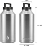 BJPKPK Half Gallon Water Bottle Insulated, Dishwasher Safe 64 oz Water Bottle with Handle, Leakproof BPA Free Water Jug, Large Metal Thermos for Sports, Stainless Steel Primary Color