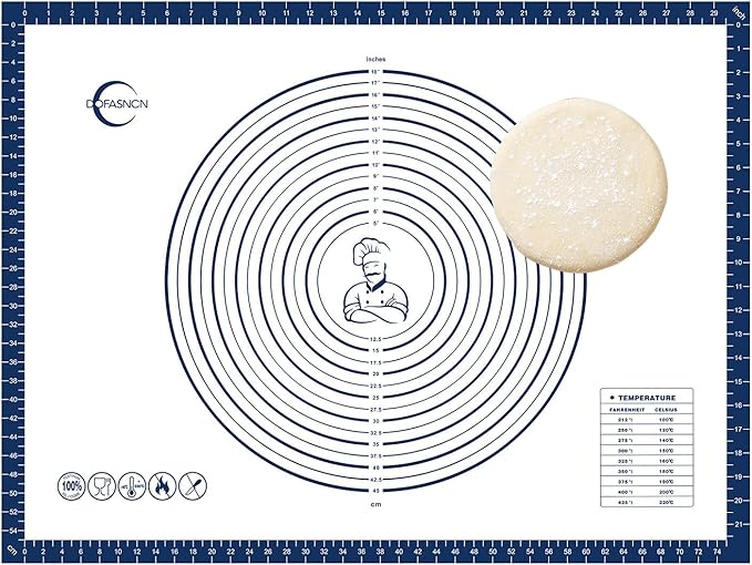 32x24" Silicone Pastry Mat for Rolling Dough Non Slip Non Stick Silicone Mats for Kitchen Counter Blue