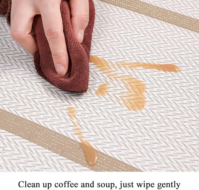 PIGCHCY Luxurious Placemats Set of 8, 18 x 12 inches Elegant Placemats Non-Slip Washable Durable Table Mats for Home/Dining Room Decoration (Beige White)