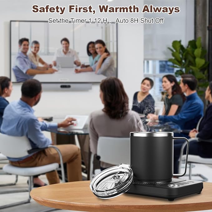 Coffee Mug Warmer for Desk, Electric 36W Coffee Cup Warmer with Auto Shut Off/Timer for Office Home, Smart Coffee Cup Mug Heater for Warming and Heating Beverage,Candle,Tea,Coffee Gifts,Black