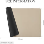 MOSAYT Vinyl Placemats Set of 4, Heat Resistant Place Mats 100% Waterproof Washable & Wipeable Faux Leather Reversible Table Mats for Kitchen Dining Party Indoor Outdoor, 12" x 17", Black/Khaki