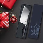 SHAN ZU 7 Inch Chef Knife, Sharp Meat Cleaver Knife Vegetable Chopper Professional Japanese High Carbon Stainless Steel Kitchen Chopping Knife with K133 Wood Handle, Black Tortoise Genbu Series