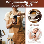 Manual Coffee Grinder - 95 Ceramic Burr, Adjustable Coarse to Fine, 30g Beans & 80ml Powder, Detachable Handle for Espresso, French Press, Camping (Black and grey)