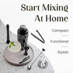 Mixology Bartender Kit: 10-Piece Bar Tool Set with Mahogany Stand | Perfect Home Bartending Kit and Martini Cocktail Shaker Set for a Perfect Drink Mixing Experience | Housewarming Gift (Gun-Metal)