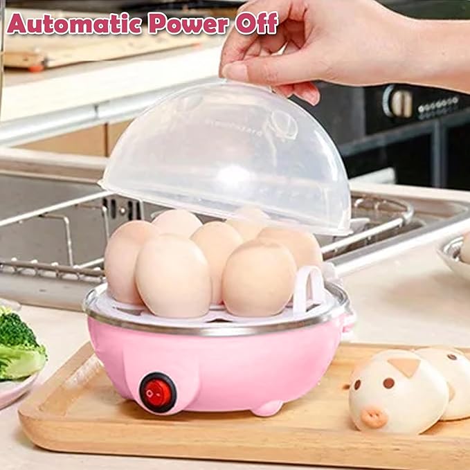 Chicken Egg Cooker Make Up to 7 Large Boiled Eggs Anti Dry Burning Automatic Power Off Egg Poacher with Heating Plate for Hard, Soft & Poached Eggs()