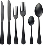 24-Piece Stainless Steel Flatware Set, Matte Black Finish, Service for 4