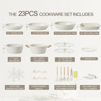 23PCS Ceramic Pots and Pans Set,Nonstick, Removable Handle Pots and Pans Set, Stackable Pan Set, Ceramic Nonstick Pan Non Stick for Easy Cooking