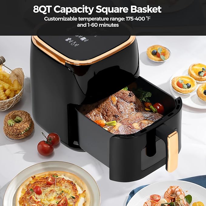 Panana Air Fryer, 8QT Large Capacity Air Fryer, Oilless Healty Cooker Airfryer Oven with 8 Presets, 1500W Air Fryers for Quick Meal, Home Use