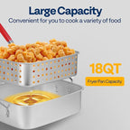VIVOHOME 18 Qt Aluminum Deep Fry Pan and Basket, Rectangular Fish Fryer for Indoor and Outdoor Use
