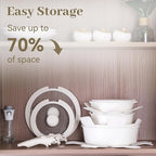 15-Piece Ceramic Nonstick Pots and Pans Set – Kitchen Cookware with Detachable Handle, RV Camping Cookware Set – Oven & Dishwasher Safe, PFOA-Free – Cream White