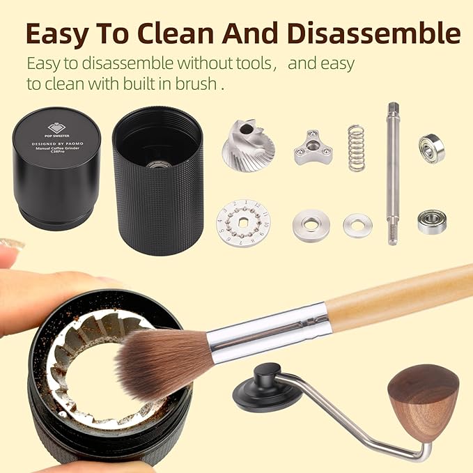 Manual Coffee Bean Grinder,Popsweeter C38 hand coffee grinder with Stainless Steel Conical Grinding Burr for Espresso,Pour Over,FrenchPress,Moka,Americano, for Office Home Traveling Camping