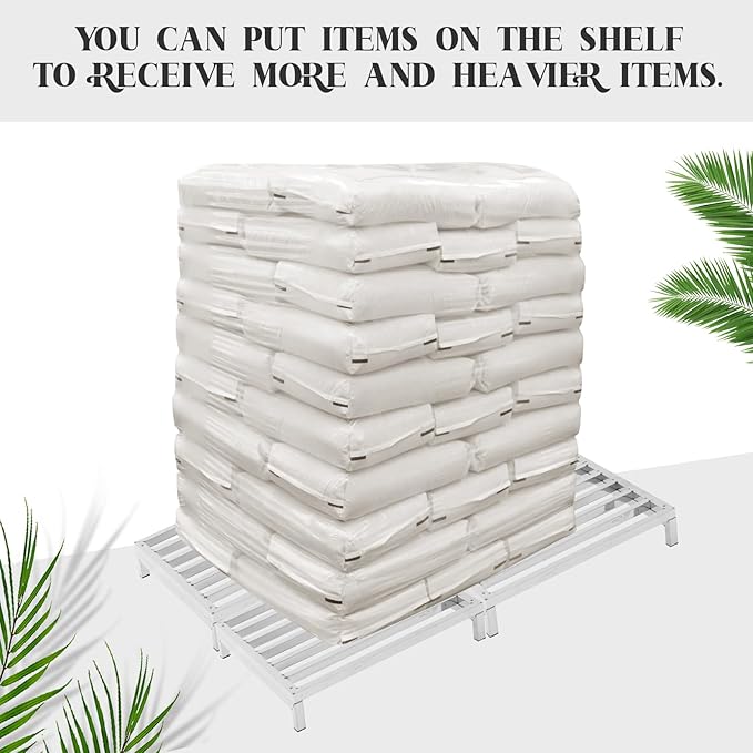 2 Pack Dunnage Rack 23. 6" Long x 23. 6 Wide, 3. 9" Height Stainless Steel Dunnage Rack 1000+ Pound Capacity Storage Commercial Food Service Storage in Restaurant Kitchens Shop(Detachable)