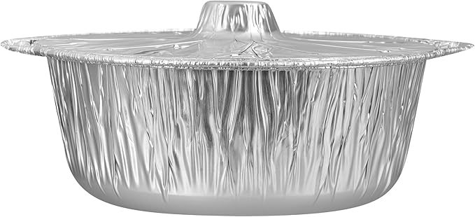 Foil Lux 5.6 Quart Pans And Lids, 100 Disposable Pots With Lids - Oven-Ready, Stove Compatible, Aluminum Foil Baking Pans, Freezable, For Outdoor Camping, Vacation, Picnic, And More - Restaurantware