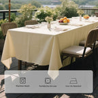 WIGENIUS 6 Pack Ivory Table Cloth Rectangle 60x84 Inch Polyester Tablecloths for 5ft Rectangle Tables - Reusable Wrinkle Resistant Washable Cloth Cover for Wedding Banquet Party | Hemmed Edges