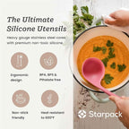 Starpack 'Like a Boss' XL Premium Silicone Cooking Utensils Set (6 Pcs) - Heat Resistant Kitchen Utensils 600°F - Non-Stick Silicone Utensil Set - Large Kitchen Utensils Set for Cooking & Serving