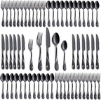 Black Silverware Set for 12, 60-Piece Stainless Steel Flatware Set, Shiny Black Metal Cutlery Set, Include Fork, Knife and Spoon Set, Dishwasher Safe