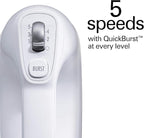 Hamilton Beach Professional 5-Speed Electric Hand Mixer with High-Performance DC Motor, Slow Start, Snap-On Storage Case, Stainless Steel Beaters & Whisk, White (62652)