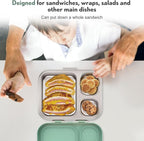 Stainless Steel Bento Box Kids, Leak Proof Metal Bento Lunch Box,3 Compartments 304 Stainless Steel Bento Lunch Containers for School and Office,Dishwasher Safe, BPA-Free(Green)