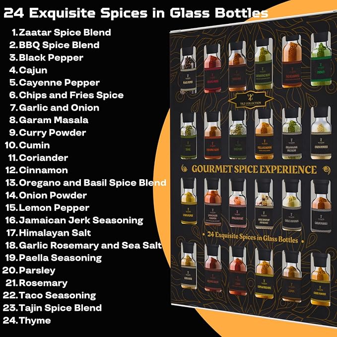 Spice Gift Set -24 Gourmet Spices For Cooking, Grilling, Rubs, Mixed Spice, Herbs, Spices & Seasonings, All Purpose Seasoning, Cooking Gifts For Men, Women, Birthday, Housewarming Gifts