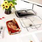 Casserole Dish Rectangle 2-in-1 Glass Baking Dish, with Stainless steel Lid and Silver rack, 1.3 Qt x 2 pcs Baking Pan For Casserole & Lasagna, Dishwasher Oven Freezer Microwave Safe